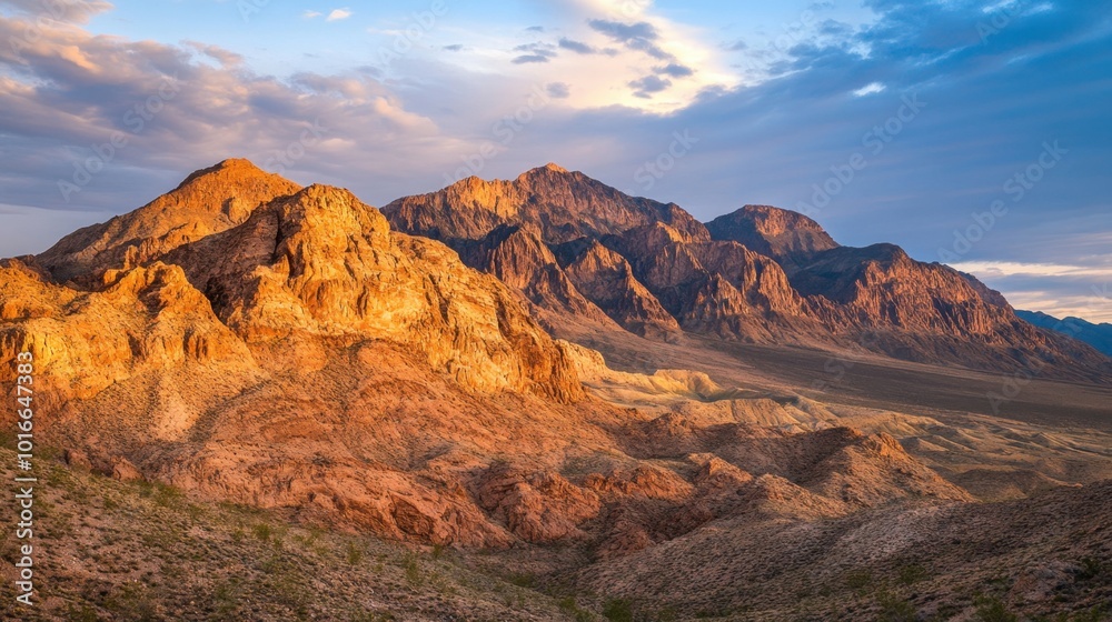 A stunning view of a red mountain range at sunset, with intricate rock textures and dramatic light casting shadows. A stunning view of a red mountain range at sunset, with intricate rock textures and dramatic light casting shadows.