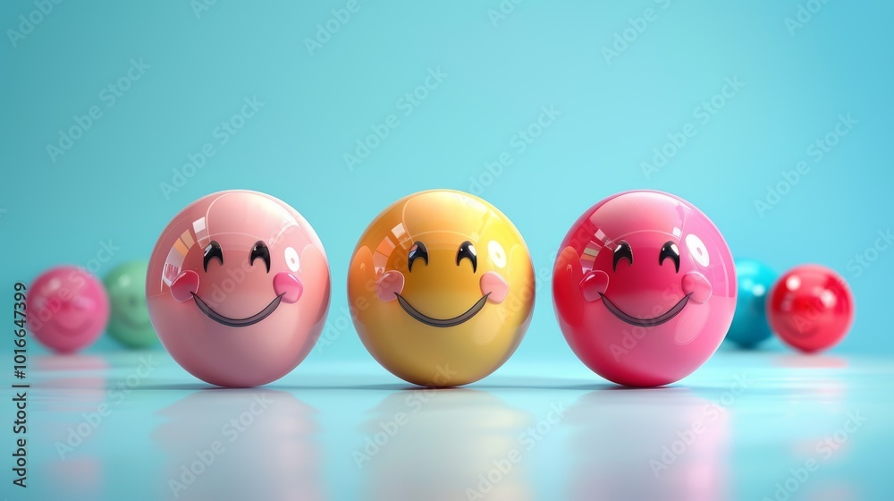 Colorful Smiley Face Balls Representing Joy and Togetherness for Friendship Day Celebration Concept