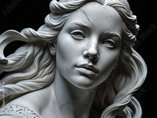 Close-up Marble Sculpture of Eileithyia, the Greek goddess photo