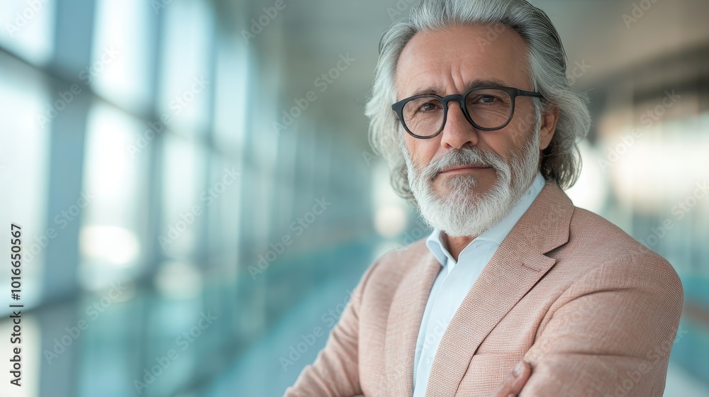 A distinguished older man with a white beard, dressed in a pastel suit, stands inside a building, exuding a sense of elegance and wisdom in his thoughtful gaze. A distinguished older man with a white beard, dressed in a pastel suit, stands inside a building, exuding a sense of elegance and wisdom in his thoughtful gaze.