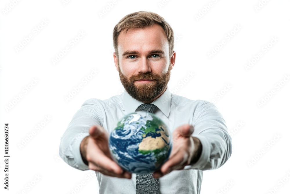 A person holding a globe, great for travel or education illustrations. A person holding a globe, great for travel or education illustrations.