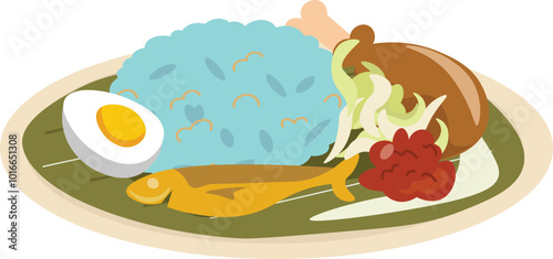 Nasi Kerabu Asian Food Illustration