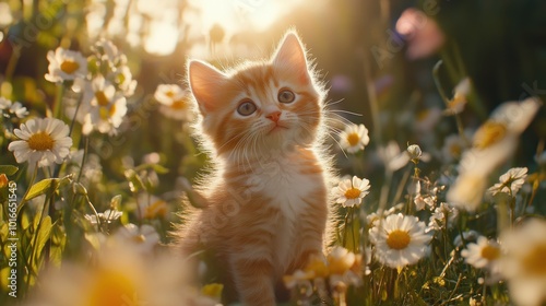 Kitten in Daisies.