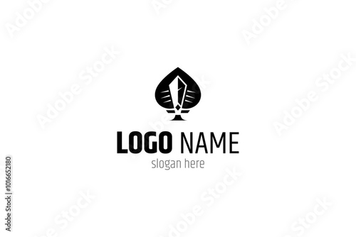 spade logo with sword in flat design style