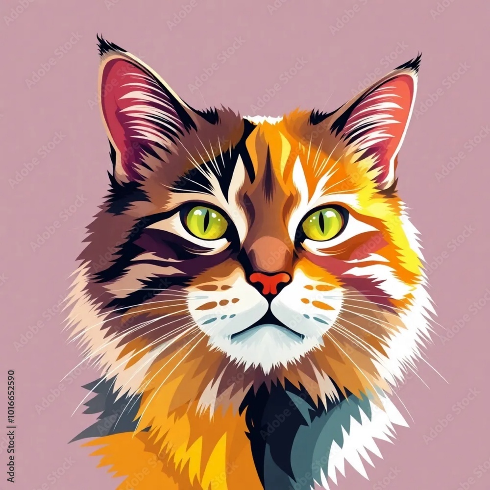 beautiful modern colorful cat design