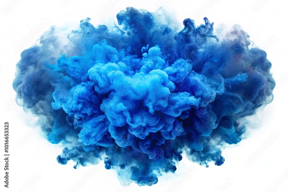 Fototapeta premium Abstract blue smoke explosion border isolated on white background