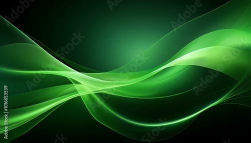 Abstract Green Energy Waves Futuristic Flow of Light and Motion Background Design