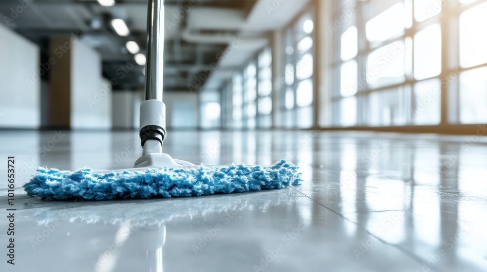 The efficiency of a microfiber mop shown in action on a reflective floor highlights cleanliness and thoroughness essential in maintaining a polished space. The efficiency of a microfiber mop shown in action on a reflective floor highlights cleanliness and thoroughness essential in maintaining a polished space.