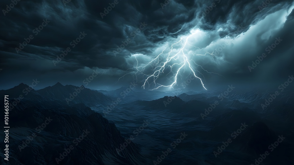 Dramatic Sunset Lightning over City Skyline