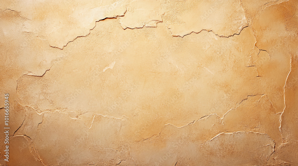 Aged Cracked Plaster Wall Texture in Warm Beige Tones. Rustic and Vintage Surface Ideal for Architectural and Industrial Designs.