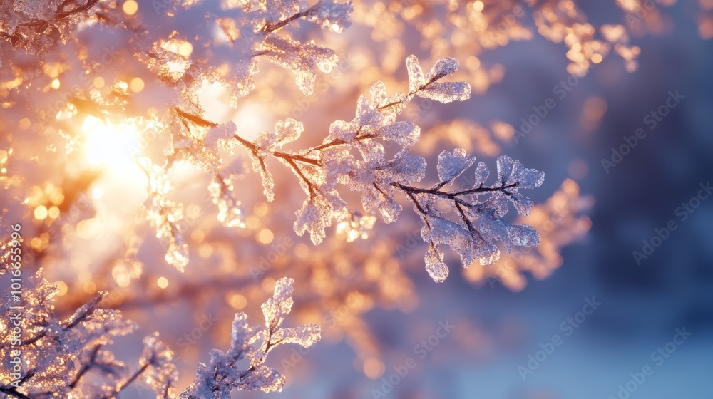 Frosty Morning Glow with Immersive Pink Blue Frozen Plants in Soft Light Frosty Morning Glow with Immersive Pink Blue Frozen Plants in Soft Light