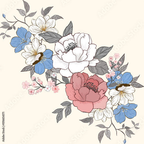 Sweet flower seamless pattern.soft pastel colors water color seamless pattern for beauty products or other. Design for fabric ,cover.wallpaper,wrapping,clothing,ceramic products.