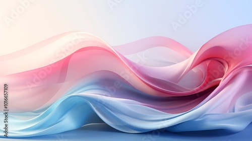 Abstract Background with Soft Blue and Pink Wavy Lines, Harmonious Blend of Colors Creating Tranquil Atmosphere for Graphics, Posters, Web Pages, and Print Media