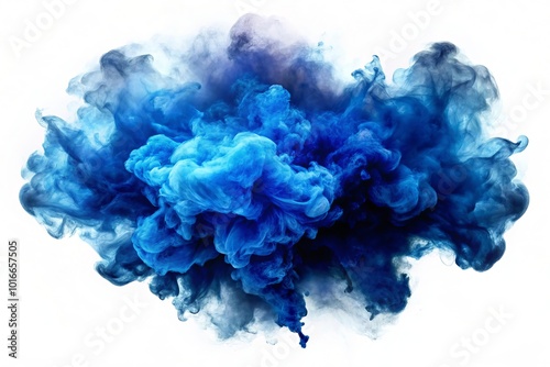 A blue smoke explosion border isolated on transparent background