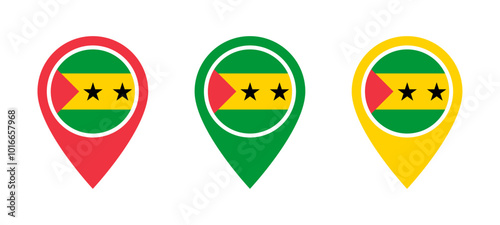 Sao Tome and Principe flag location icon set