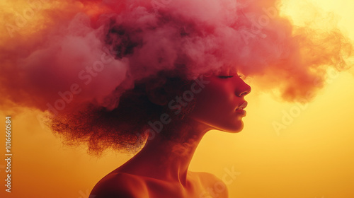 portrait of a woman in the pink cloud