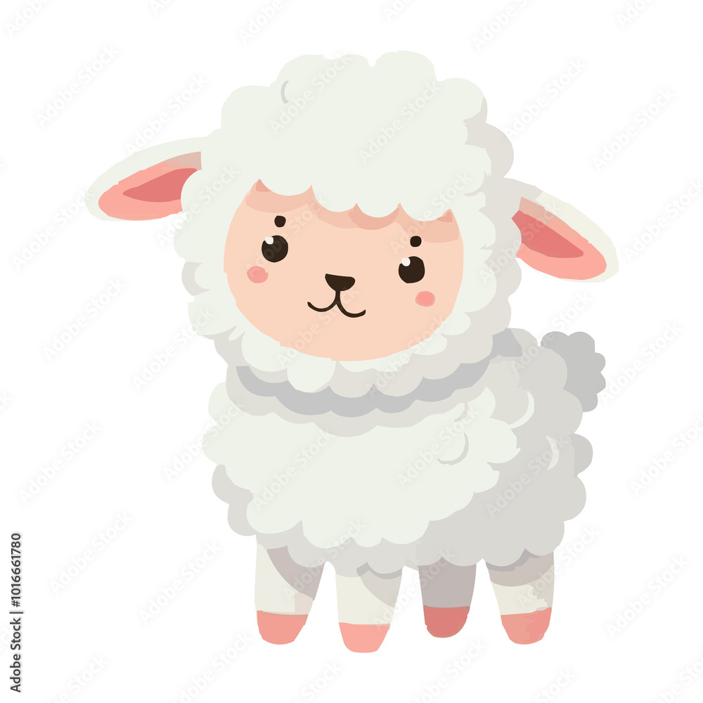 Cute Sheep Vector Illustration in the Spring Animals Theme on White Background Cute Sheep Vector Illustration in the Spring Animals Theme on White Background