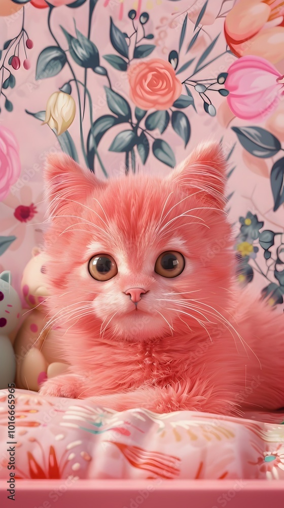 Adorable Feline with Heart Shaped Nose in Cozy Nursery Scene Adorable Feline with Heart Shaped Nose in Cozy Nursery Scene