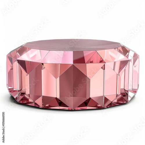 Elegant 3D Minimal Element in Pink Crystal Design - Modern Geometric Shape for Contemporary Art and Design Projects photo