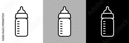 シンプルな線画の哺乳瓶のベクターアイコン。
