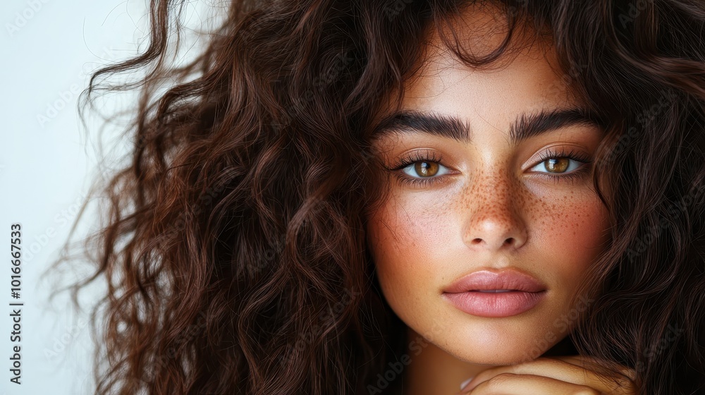 Close-up shot of a woman with expressive freckles basking in natural light, showcasing her raw beauty and individuality amidst a simple, artistic setting. Close-up shot of a woman with expressive freckles basking in natural light, showcasing her raw beauty and individuality amidst a simple, artistic setting.