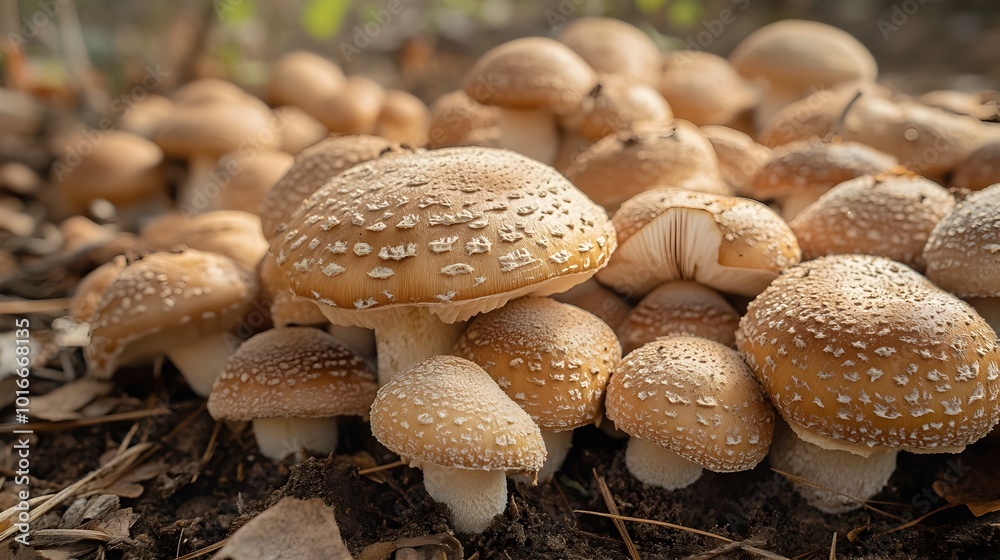 Assorted Mushrooms Growing in the Autumnal Forest Assorted Mushrooms Growing in the Autumnal Forest