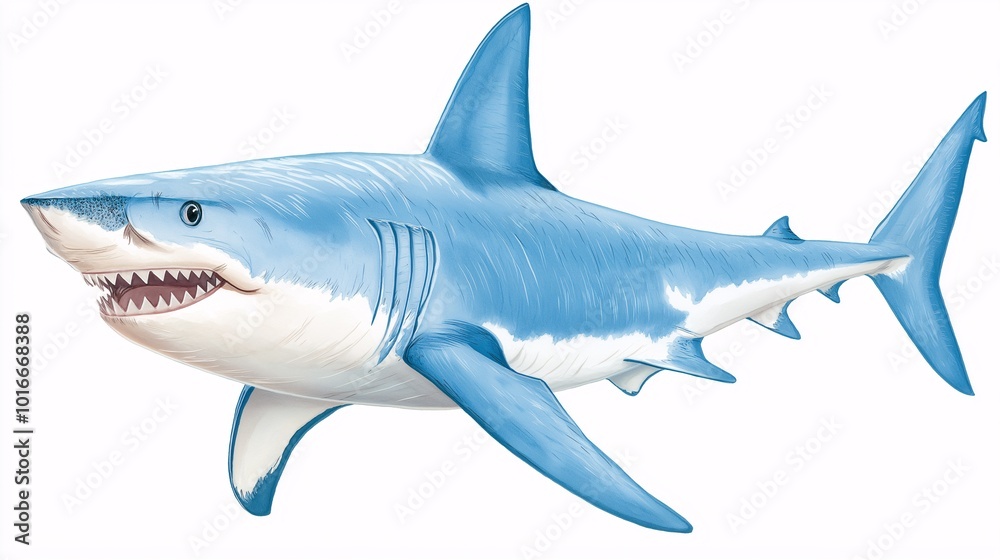 Naklejka premium Realistic illustration of a great white shark swimming