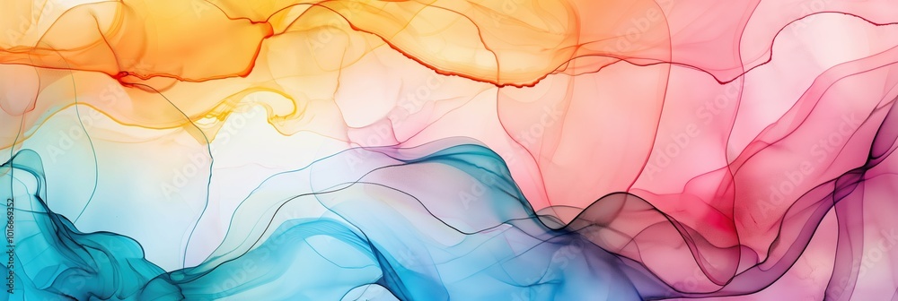 Colorful abstract ink waves flowing in vibrant hues banner Colorful abstract ink waves flowing in vibrant hues banner