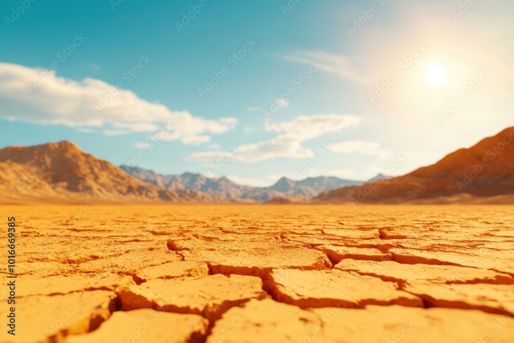 Dry Desert Landscape Under Clear Blue Sky Dry Desert Landscape Under Clear Blue Sky