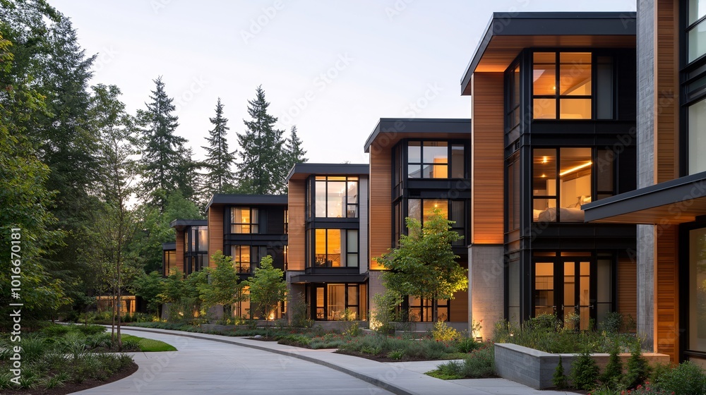 Naklejka premium Modern Residential Architecture in Tranquil Setting