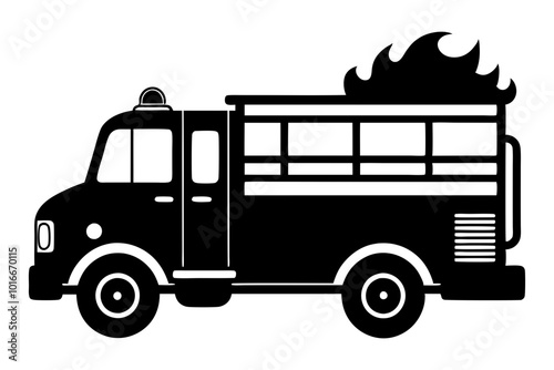 Fire Truck Silhouette vector illustration