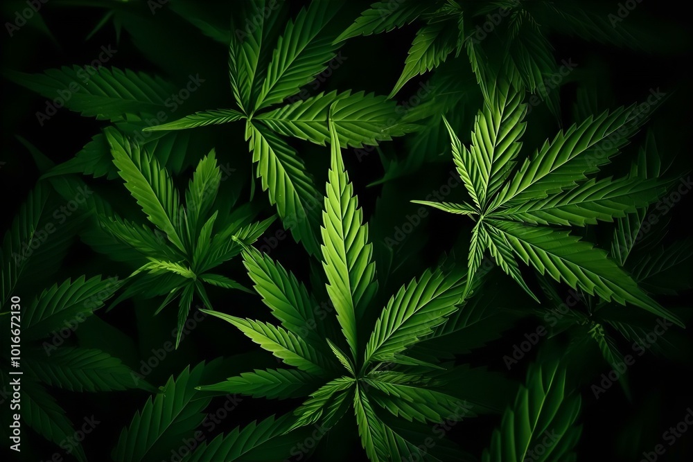 A closeup of vibrant green hemp leaves against a soft background, showcasing the intricate details of this natural herb in a garden setting A closeup of vibrant green hemp leaves against a soft background, showcasing the intricate details of this natural herb in a garden setting