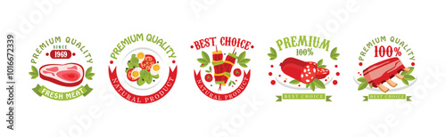 Fresh Product and Natural Food Badge Vector Set
