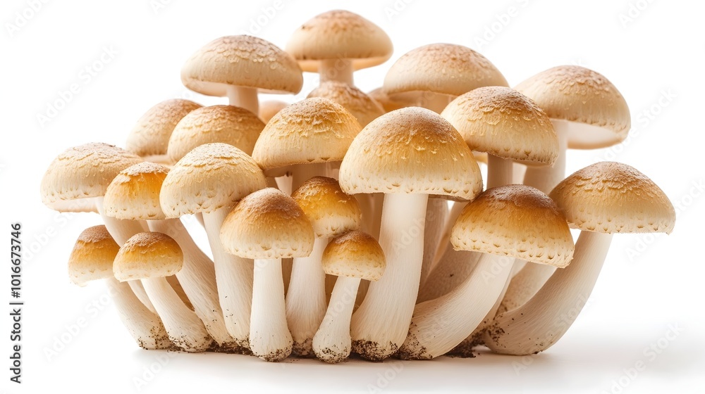 Cluster of Fresh Edible Mushrooms Emerging from the Forest Floor Cluster of Fresh Edible Mushrooms Emerging from the Forest Floor