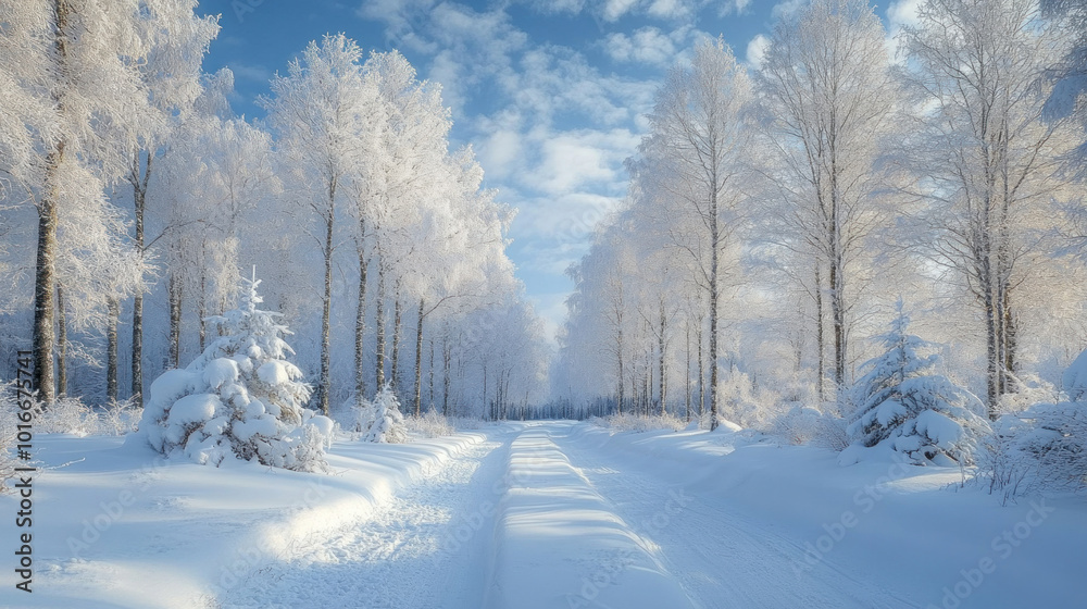 A snow-covered forest where every tree looks exactly the same, symbolizing the lack of growth and individuality in a fixed mindset A snow-covered forest where every tree looks exactly the same, symbolizing the lack of growth and individuality in a fixed mindset