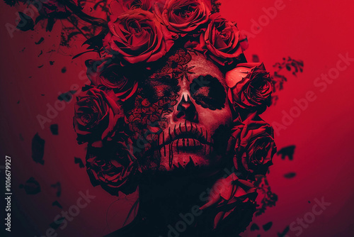 Dia de muertos death day latin ethnic halloween celebration banner, Generative AI
