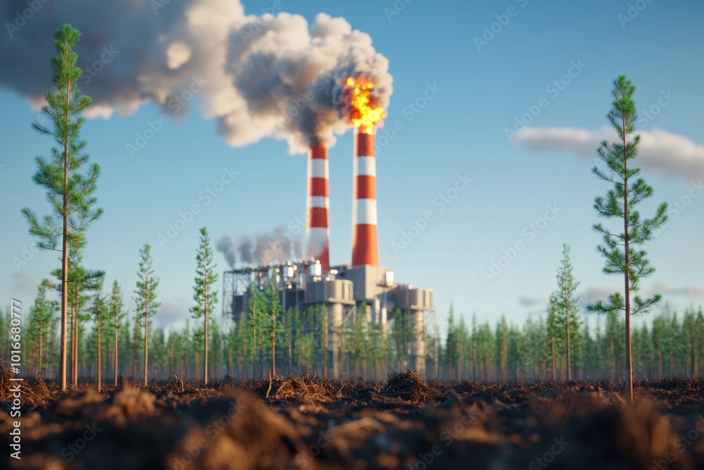 Clearing Forest for Power Plant Development Clearing Forest for Power Plant Development