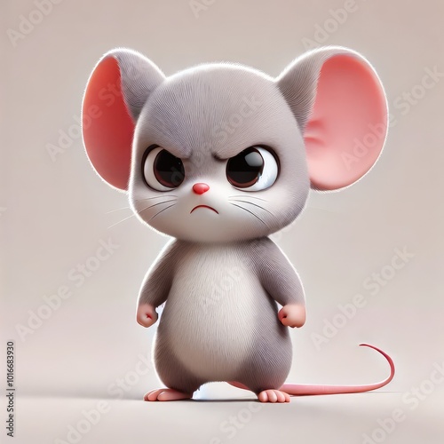 cartoon mouse, with a playful expression, surrounded by whimsical details The image is full of charm, featuring a cute rodent with a long tail, making it perfect for a lighthearted i photo