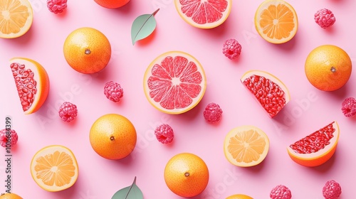 Pink Background with Citrus Slices