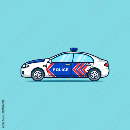 Police Car Flat Cartoon Illustration