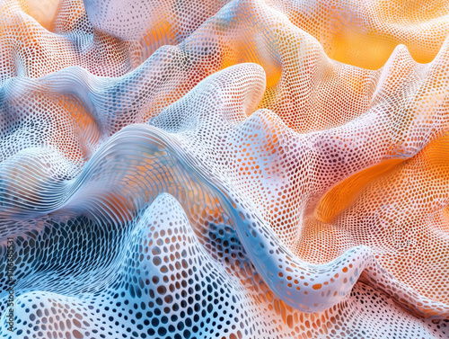 Intricate patterns of morphogenesis create mesmerizing visual effect, showcasing flowing forms and vibrant colors. interplay of light and texture evokes sense of depth and movement