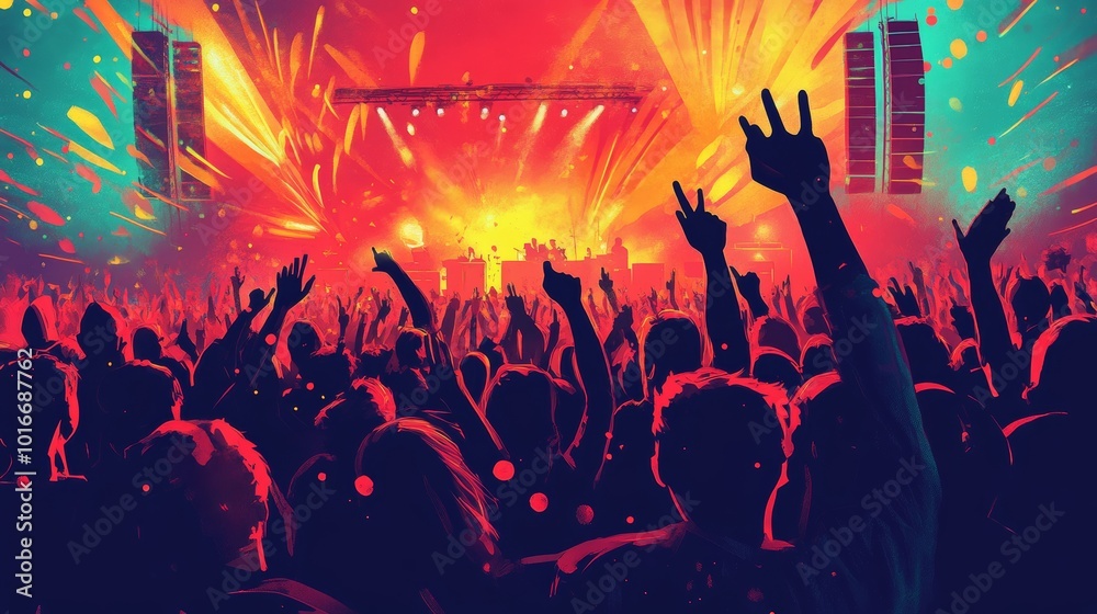 Music, rock and roll band concert illustration art Music, rock and roll band concert illustration art