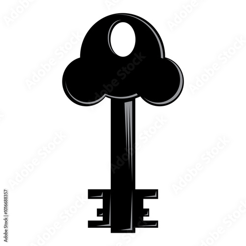 Vector key icon isolated on white background. Key icon. Lock or unlock sign. Padlock. Lock symbol. Unblock. Password icon. Access sign. Private access. Logo template. Safety symbol. Door key.