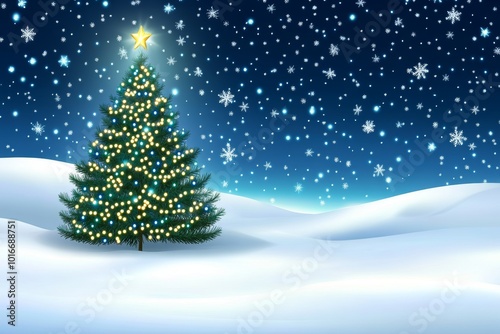 Wallpaper Mural A winter and Christmas tree marketing background, with christmas ornaments and presents, and a feeling of snow. Torontodigital.ca