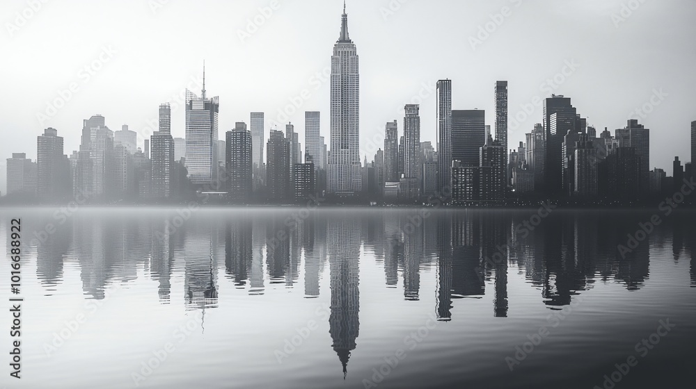 Fototapeta premium Dramatic City Skyline with Sharp Details and Contrast