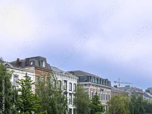 Street view of old village Charleroi in Belgium