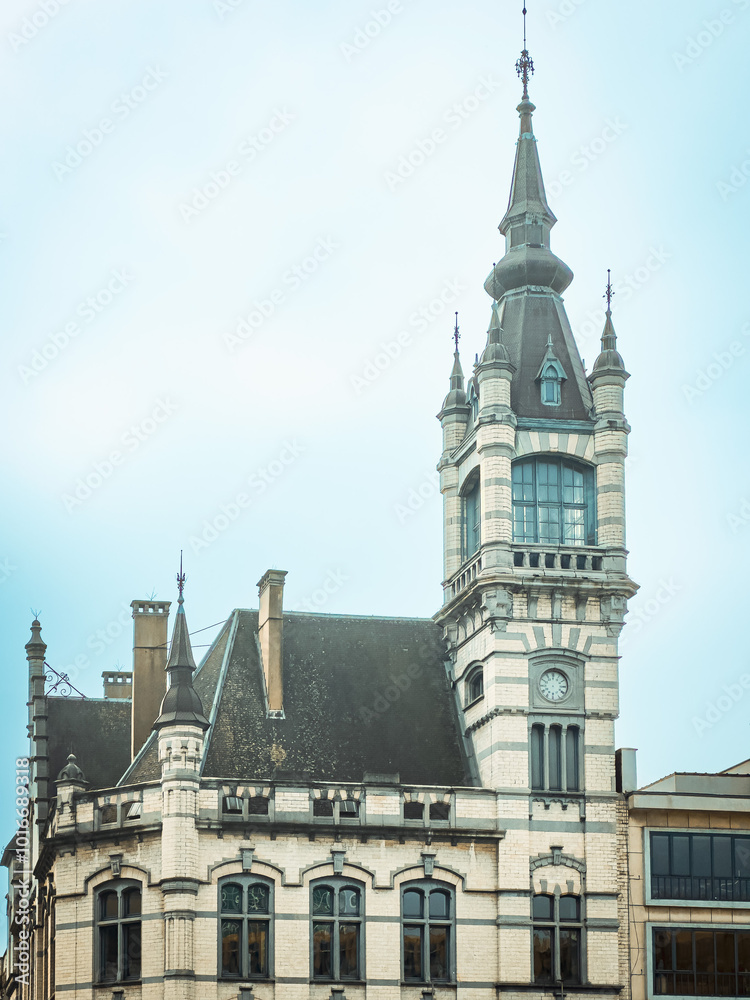 Antique building view in Charleroi, Belgium Antique building view in Charleroi, Belgium