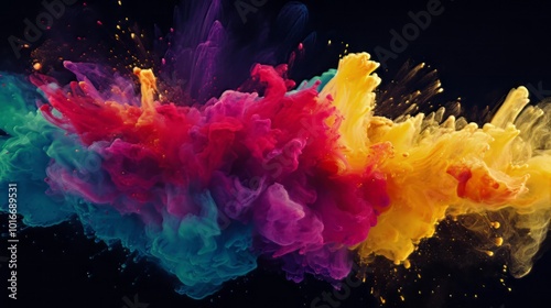Vibrant explosion of colors in abstract art showcasing swirling paint patterns