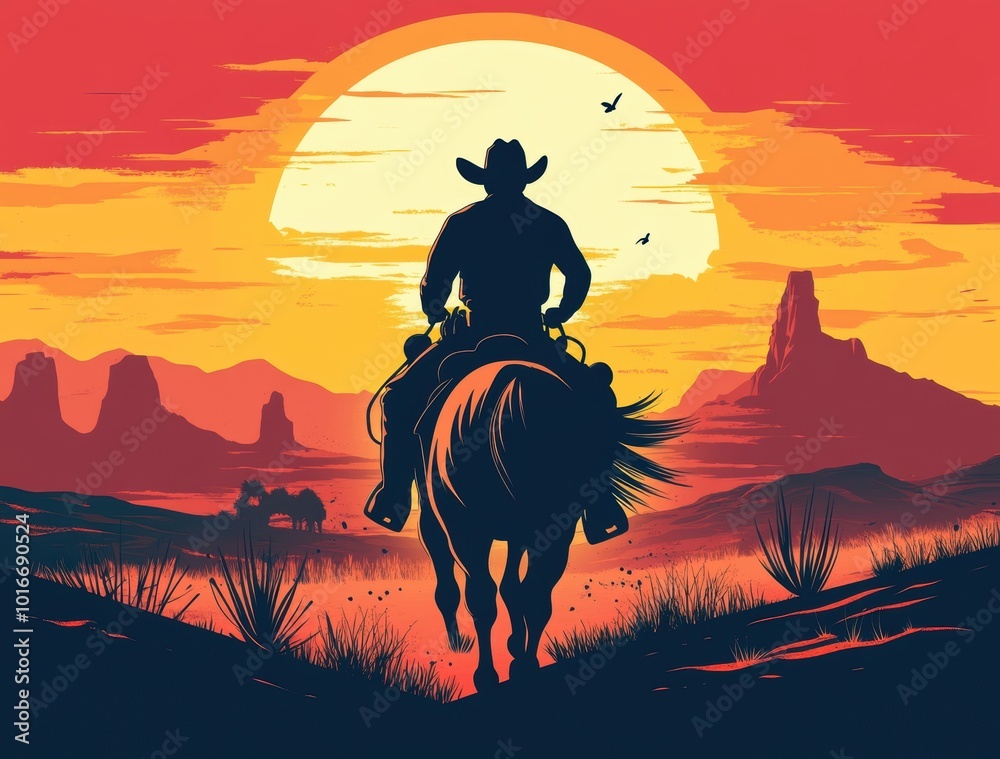 Cowboy Sunset Ride. Cowboy Sunset Ride.