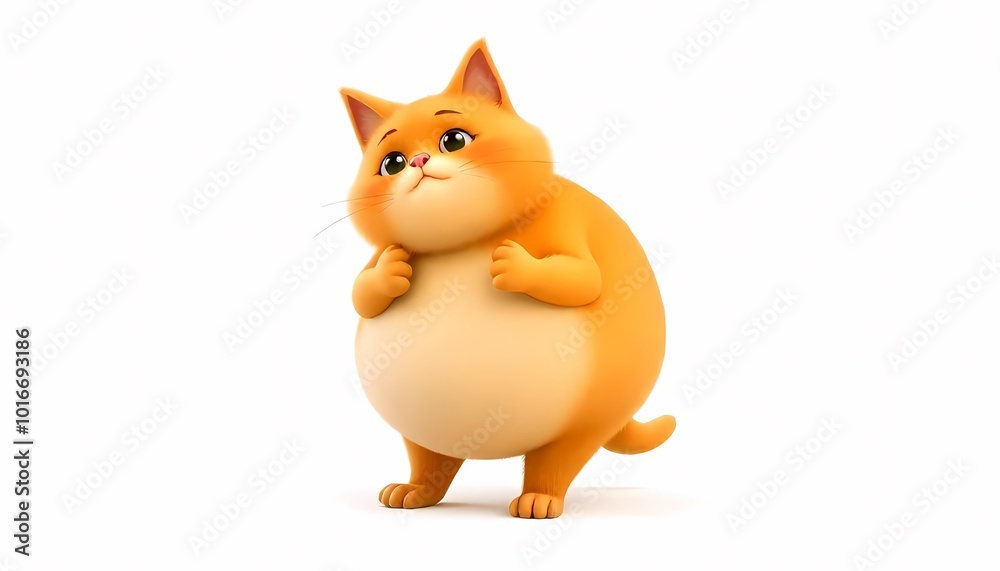 A cartoon orange tabby cat with a round body and a grumpy expression A cartoon orange tabby cat with a round body and a grumpy expression